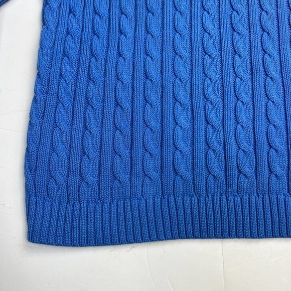 Lands End Blue Cable Knit Crewneck Sweater Size L 14-16 - Picture 8 of 9